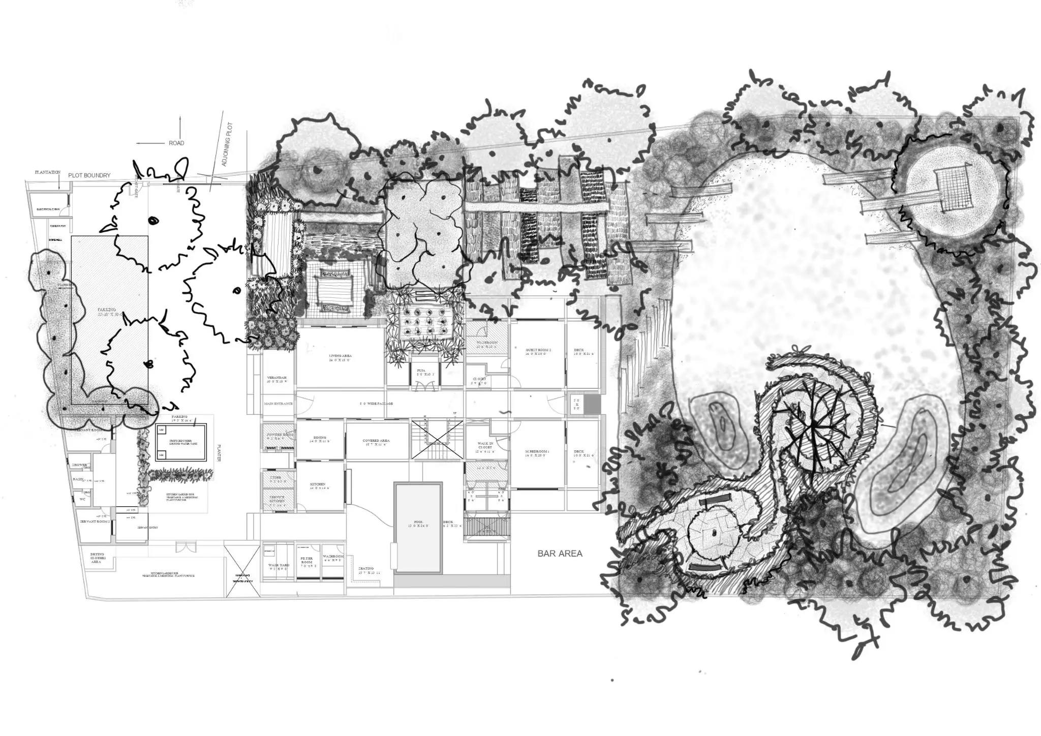 These variations create a sequence of landscape rooms—each with its own character—yet all connected through a cohesive ecological and sensory experience that promotes calm, exploration, and a deep connection with nature. — Serene Retreat project detail, Sculpting Grounds