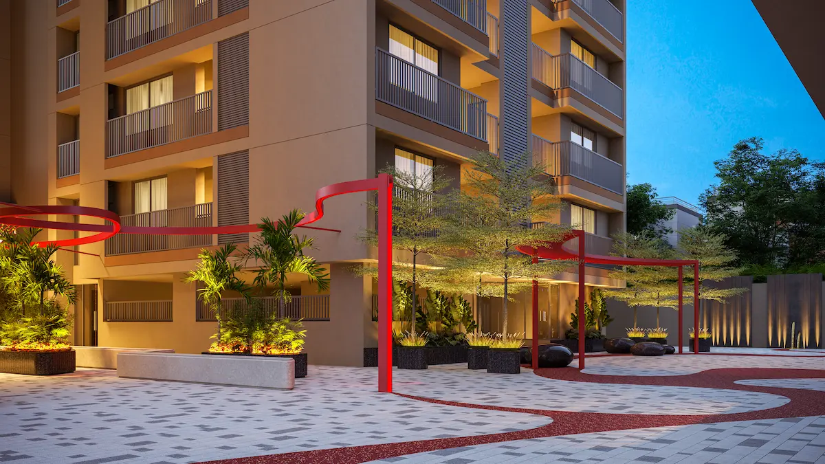 Shivaan Serenity — housing landscape architecture project in Ahmedabad by Sculpting Grounds