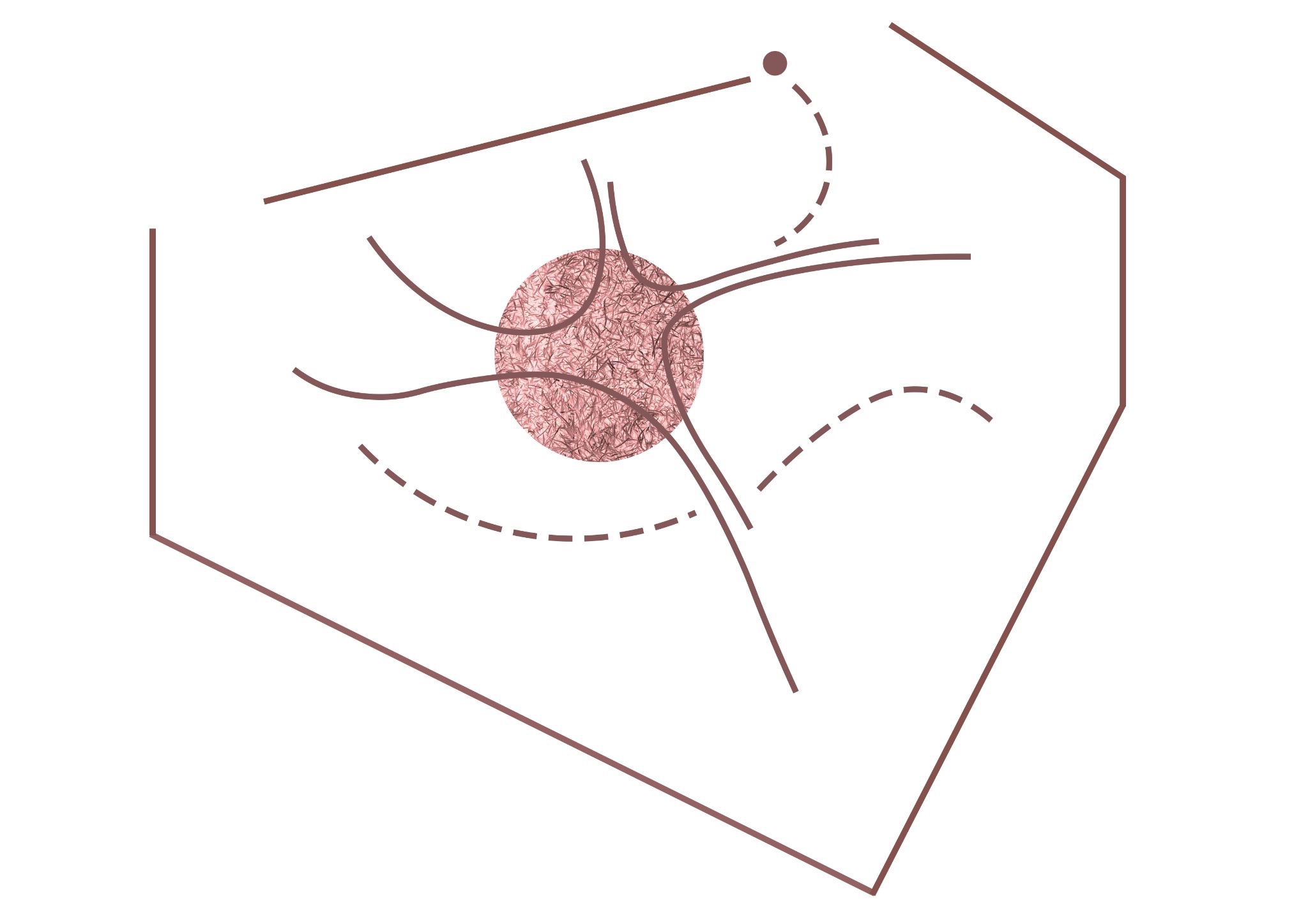 Movement is shaped through a free-flowing, multi-directional graphic that animates the ground plane. Anchored by a defined central core, the design radiates outward in fluid patterns, guiding circulation intuitively. The composition encourages exploration, creating a sense of continuity and rhythm while allowing multiple paths to intersect, overlap, and unfold organically across the space. — The Workday Commons project detail, Sculpting Grounds